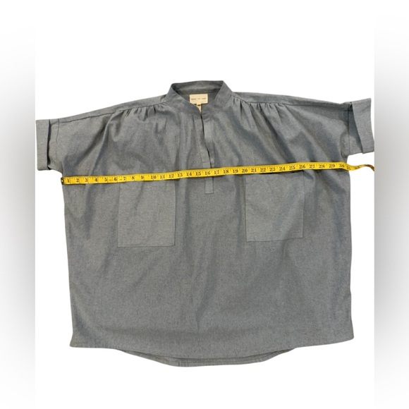 Laude the Label Split Neck Top Oversized Chambray Cotton Shirt Size S/M - Picture 5 of 8